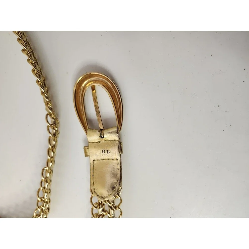 Women's Gold Belt Medium Braided Metal Chain Casual Fashion Ladies